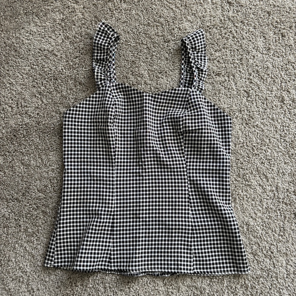 Belle Poque Size L Black & White Gingham Sweetheart Tank